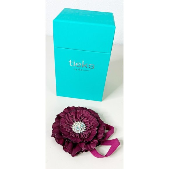 TIEKS Gavrieli Empty Shoe Box -Excellent-Maroon Flower, Pouch & Bag-No SHOES - Picture 2 of 7